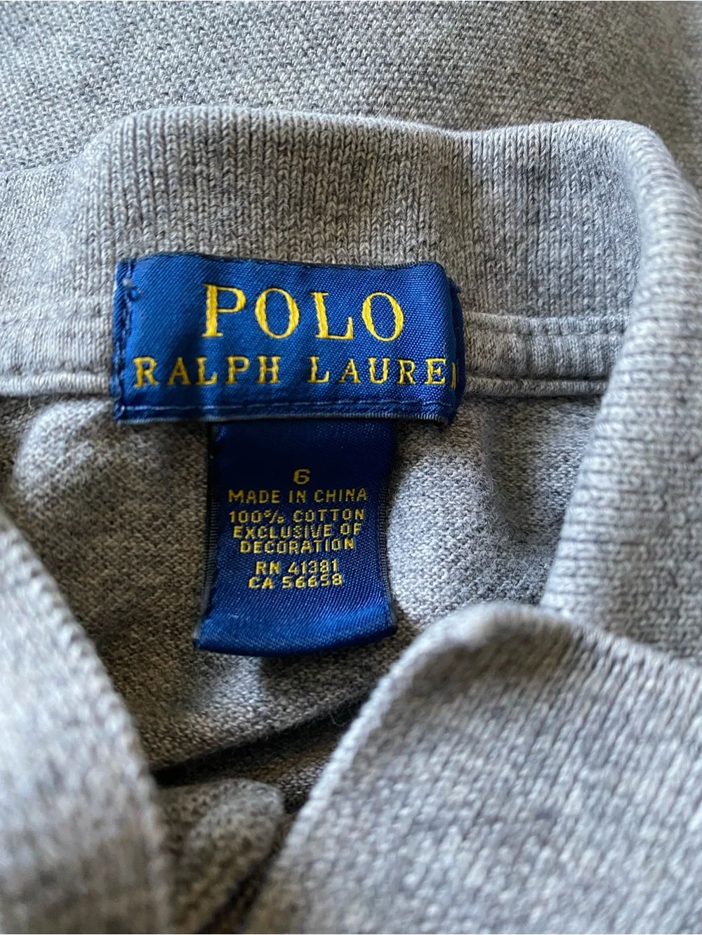 Polo by Ralph Lauren Light Gray Polo Sz 6